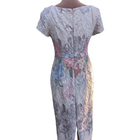 Adrianna Papell Melinda Gown 4 Pastel Matelasse Floral Dress Formal Bridgerton - Picture 11 of 16